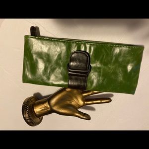 Green clutch purse. SHIRALEAH vegan leather